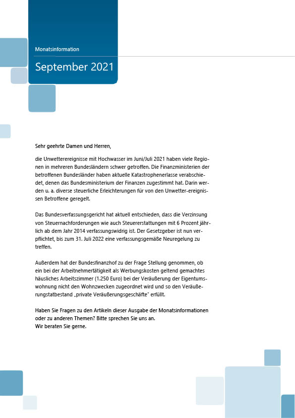 Mandanten-Monatsinformation September 2021